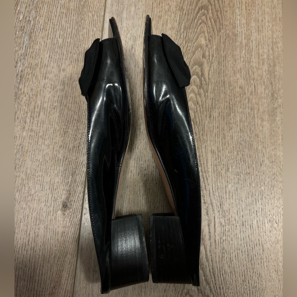 Salvatore Ferragamo Patent Leather Bow Accents  Block Heels Slides - Picture 5 of 15